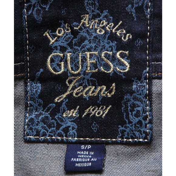 GUESS STRETCH DENIM JACKET TOP RECKLESS WASH XS NWT - Picture 7 of 7